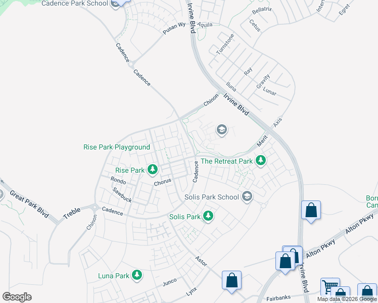 map of restaurants, bars, coffee shops, grocery stores, and more near 172 Keeper in Irvine