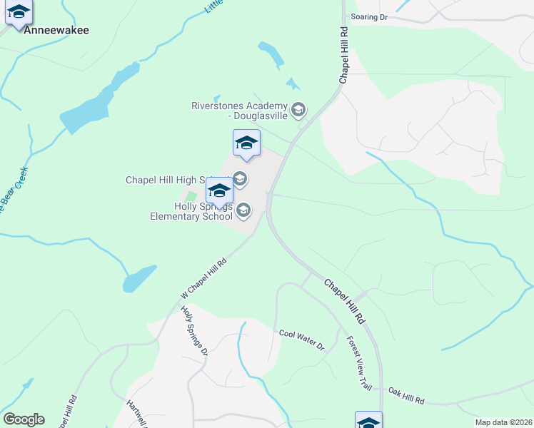 map of restaurants, bars, coffee shops, grocery stores, and more near 4956 Chapel Hill Road in Douglasville