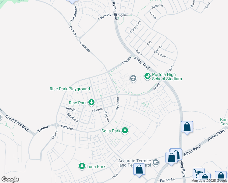 map of restaurants, bars, coffee shops, grocery stores, and more near 168 Keeper in Irvine