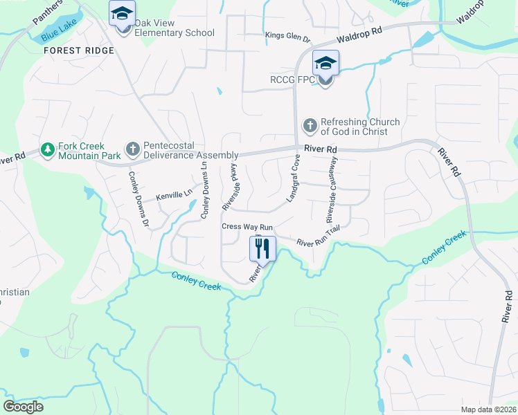 map of restaurants, bars, coffee shops, grocery stores, and more near 3819 Landgraf Cove in Decatur