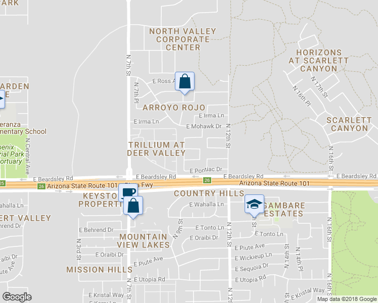 map of restaurants, bars, coffee shops, grocery stores, and more near 1909 East Blackhawk Drive in Phoenix