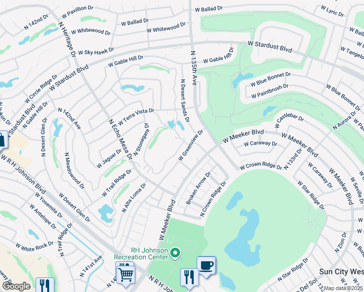 map of restaurants, bars, coffee shops, grocery stores, and more near 13644 West Greenview Drive in Sun City West