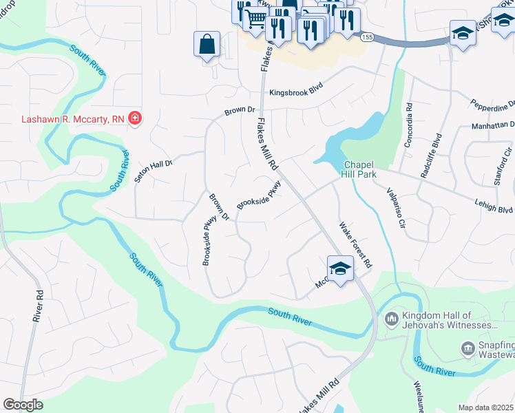 map of restaurants, bars, coffee shops, grocery stores, and more near 3782 Brookside Parkway in Decatur