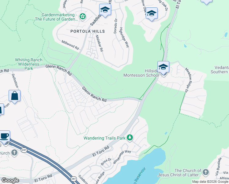 map of restaurants, bars, coffee shops, grocery stores, and more near 5807 Sunrise Ridge Lane in Lake Forest