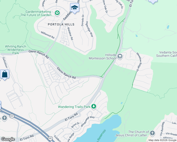 map of restaurants, bars, coffee shops, grocery stores, and more near 5852 Sunrise Ridge Lane in Trabuco Canyon