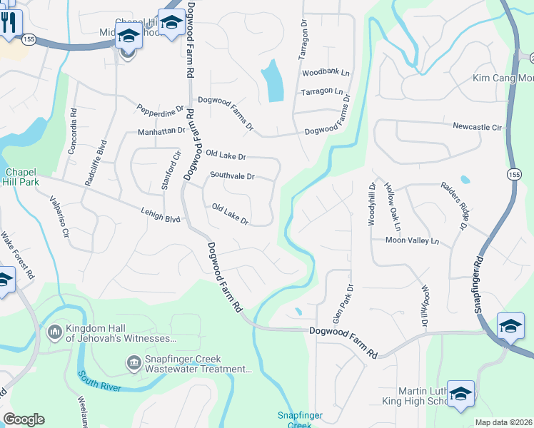 map of restaurants, bars, coffee shops, grocery stores, and more near 4454 Old Lake Drive in Decatur