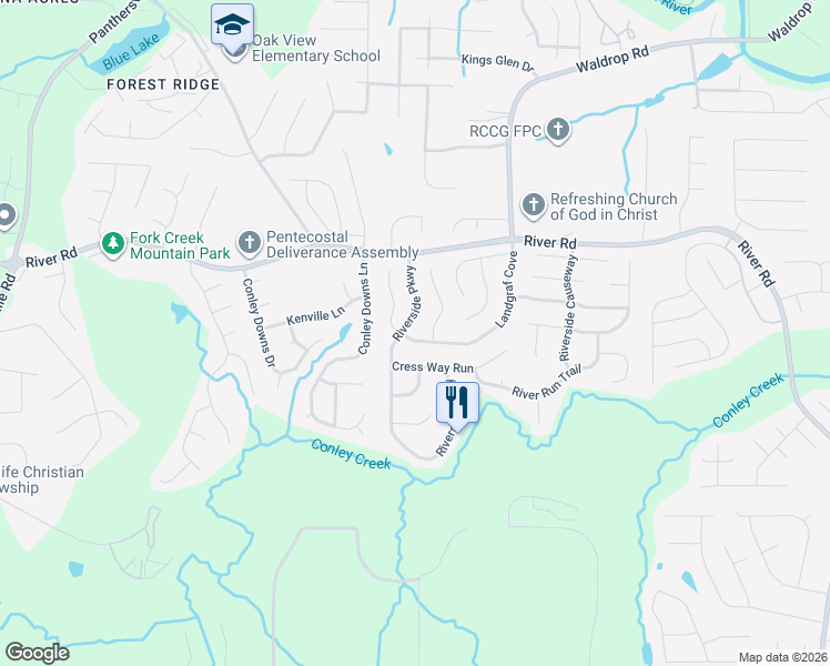 map of restaurants, bars, coffee shops, grocery stores, and more near 3893 Landgraf Cove in Decatur