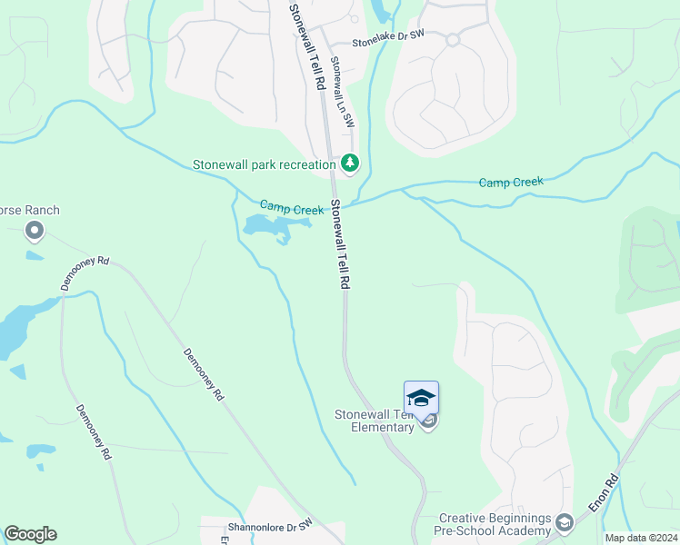 map of restaurants, bars, coffee shops, grocery stores, and more near 3095 Stonewall Tell Road in College Park