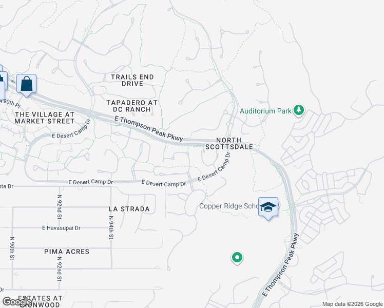 map of restaurants, bars, coffee shops, grocery stores, and more near 20405 North 96th Way in Scottsdale
