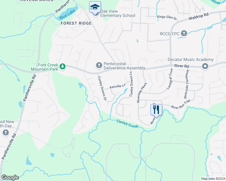 map of restaurants, bars, coffee shops, grocery stores, and more near 3775 Reston Lane in Decatur
