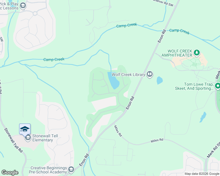 map of restaurants, bars, coffee shops, grocery stores, and more near 2524 Wolf Den Lane in Atlanta