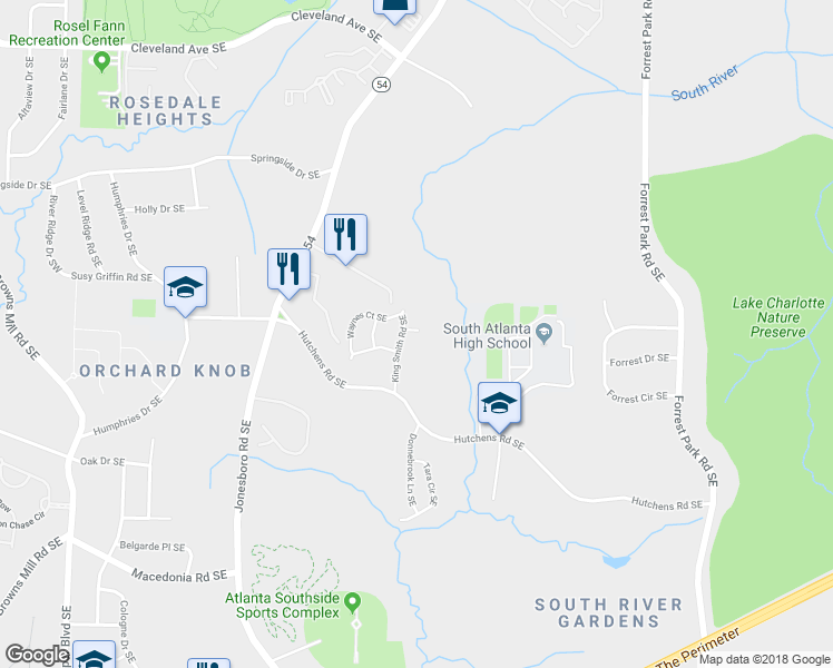 map of restaurants, bars, coffee shops, grocery stores, and more near 651 Gayles Court in Atlanta