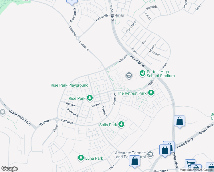 map of restaurants, bars, coffee shops, grocery stores, and more near 156 Keeper in Irvine