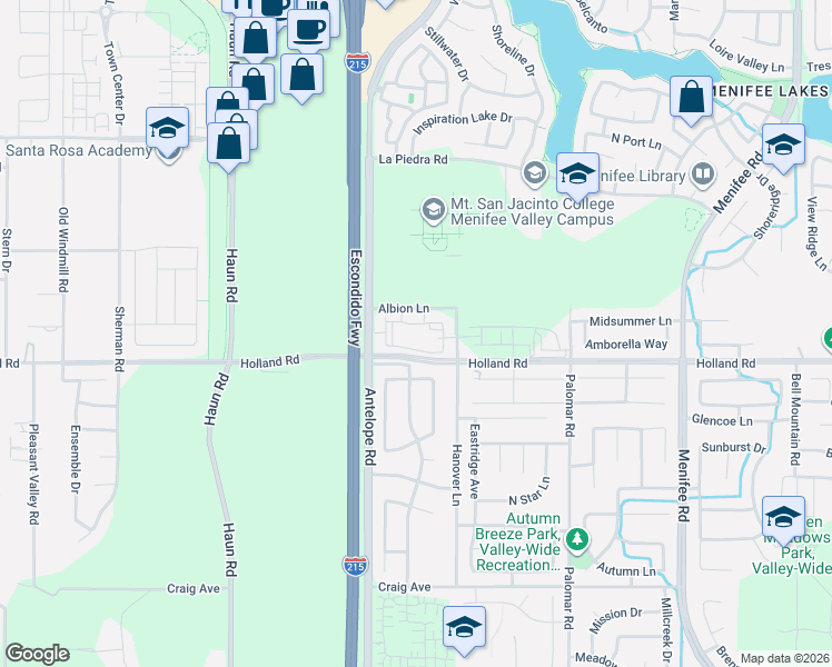map of restaurants, bars, coffee shops, grocery stores, and more near 31001 Willowood Way in Menifee