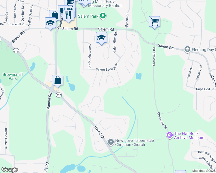 map of restaurants, bars, coffee shops, grocery stores, and more near 3754 Salem Meadows Drive in Stonecrest