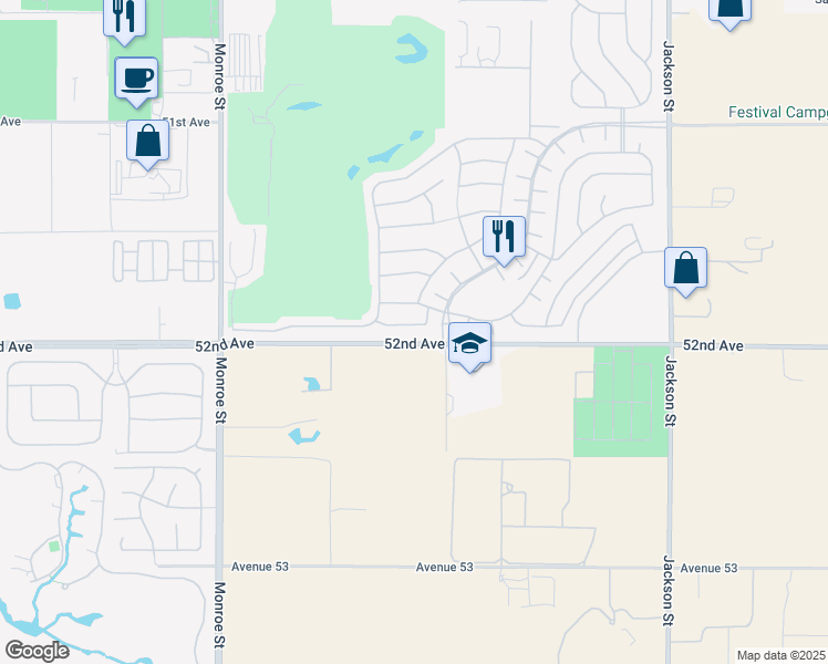 map of restaurants, bars, coffee shops, grocery stores, and more near Murray Canyon Drive in Indio