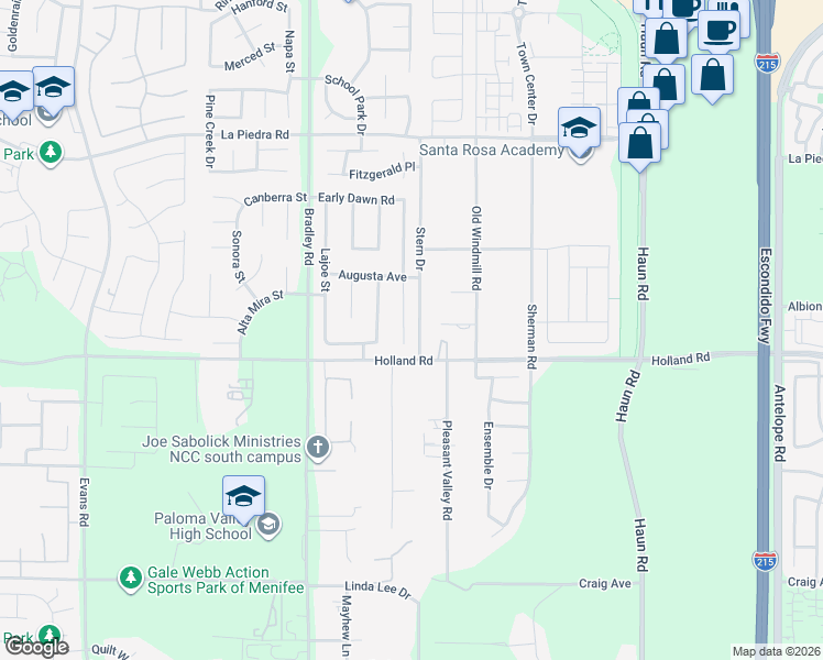 map of restaurants, bars, coffee shops, grocery stores, and more near 30950 Young Dove Street in Menifee