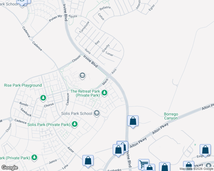 map of restaurants, bars, coffee shops, grocery stores, and more near 9201 Irvine Boulevard in Irvine