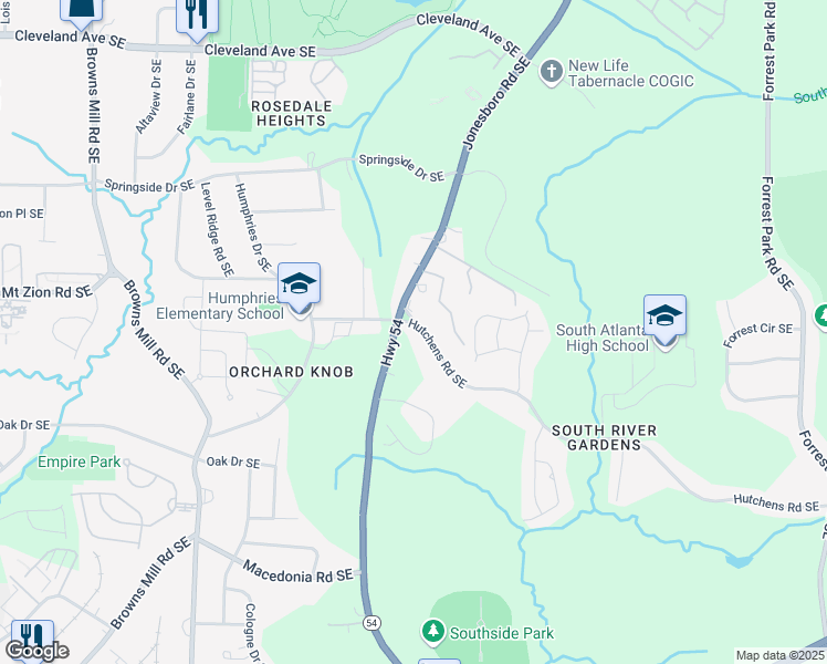 map of restaurants, bars, coffee shops, grocery stores, and more near in Atlanta