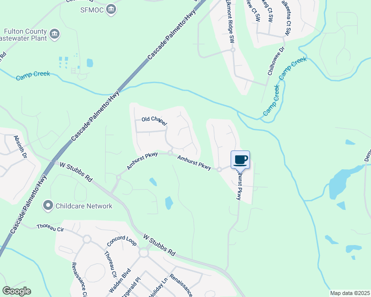 map of restaurants, bars, coffee shops, grocery stores, and more near 460 Pinevale Court in College Park