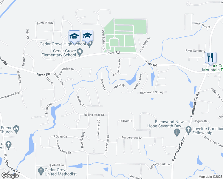 map of restaurants, bars, coffee shops, grocery stores, and more near 2612 Micah Drive in Ellenwood