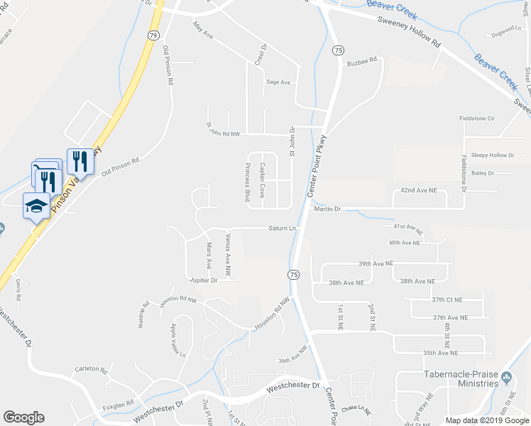 map of restaurants, bars, coffee shops, grocery stores, and more near 6057 Princess Boulevard in Birmingham