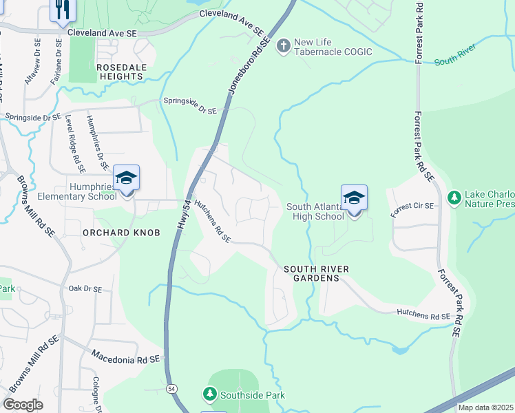map of restaurants, bars, coffee shops, grocery stores, and more near 631 Waynes Court Southeast in Atlanta