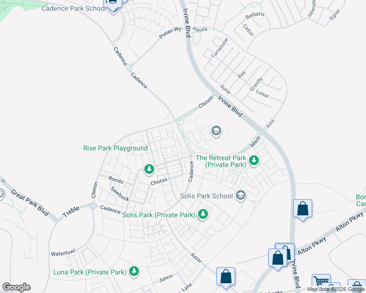map of restaurants, bars, coffee shops, grocery stores, and more near 154 Keeper in Irvine