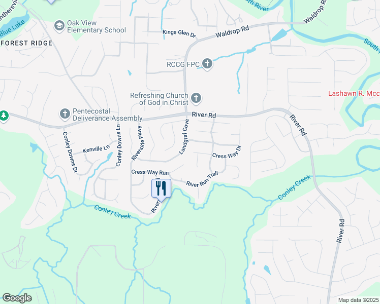 map of restaurants, bars, coffee shops, grocery stores, and more near 3752 Landgraf Cove in Decatur