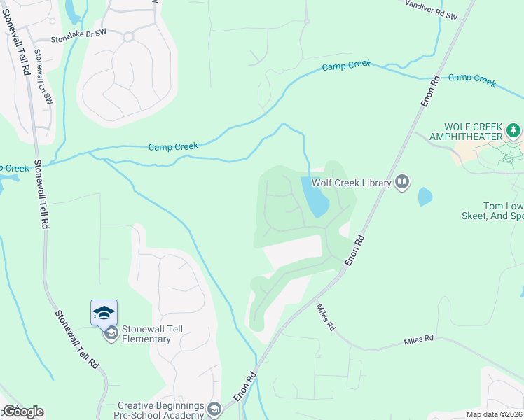 map of restaurants, bars, coffee shops, grocery stores, and more near 2676 Wolf Lake Drive Southwest in Atlanta
