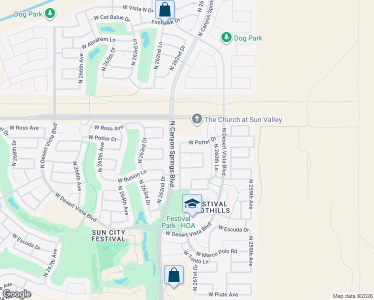 map of restaurants, bars, coffee shops, grocery stores, and more near 26161 West Potter Drive in Buckeye