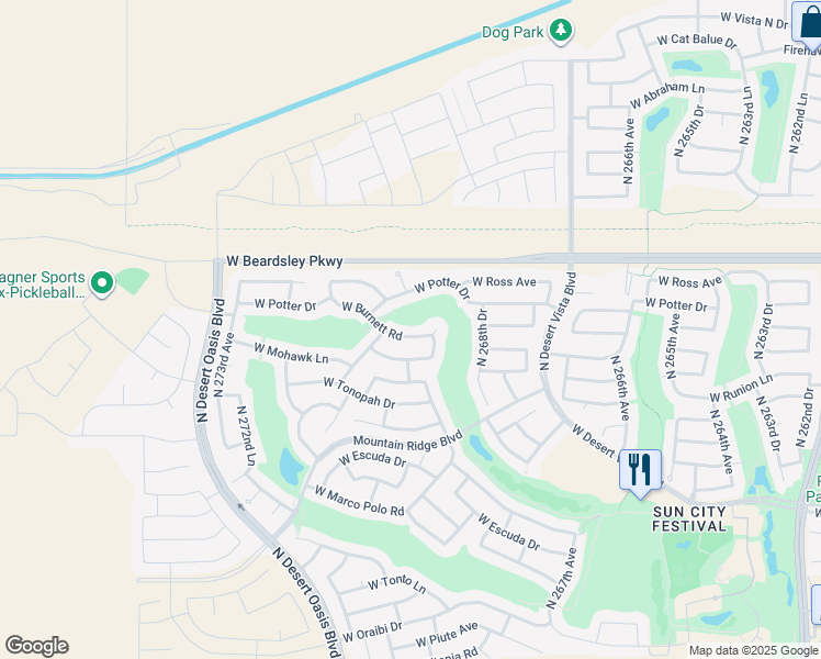 map of restaurants, bars, coffee shops, grocery stores, and more near 26974 West Burnett Road in Buckeye
