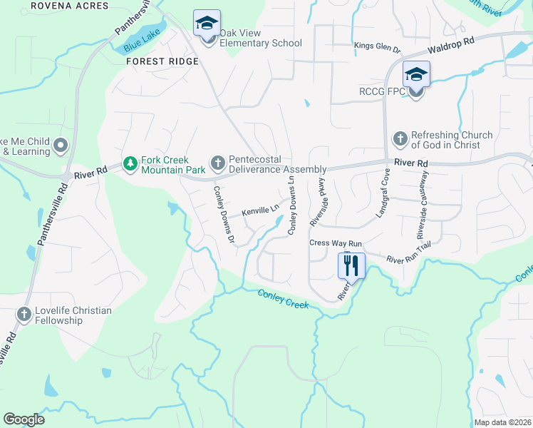 map of restaurants, bars, coffee shops, grocery stores, and more near 3028 Kenville Lane in Decatur