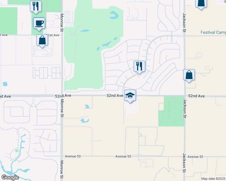 map of restaurants, bars, coffee shops, grocery stores, and more near Murray Canyon Drive in Indio