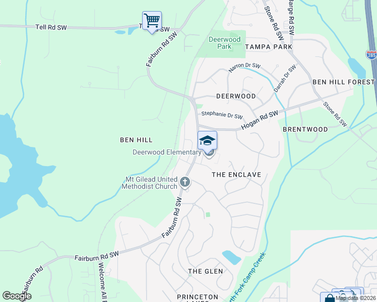 map of restaurants, bars, coffee shops, grocery stores, and more near 3019 Deerborne Court in Atlanta