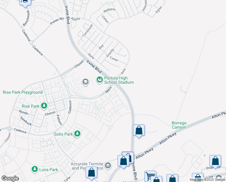 map of restaurants, bars, coffee shops, grocery stores, and more near 251 Sash in Irvine