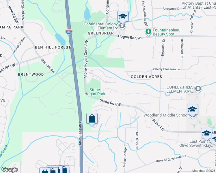 map of restaurants, bars, coffee shops, grocery stores, and more near 3131 Stonegate Court in Atlanta