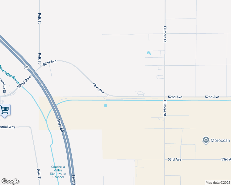 map of restaurants, bars, coffee shops, grocery stores, and more near Avenue 52 in Coachella