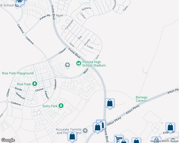 map of restaurants, bars, coffee shops, grocery stores, and more near 251 Sash in Irvine