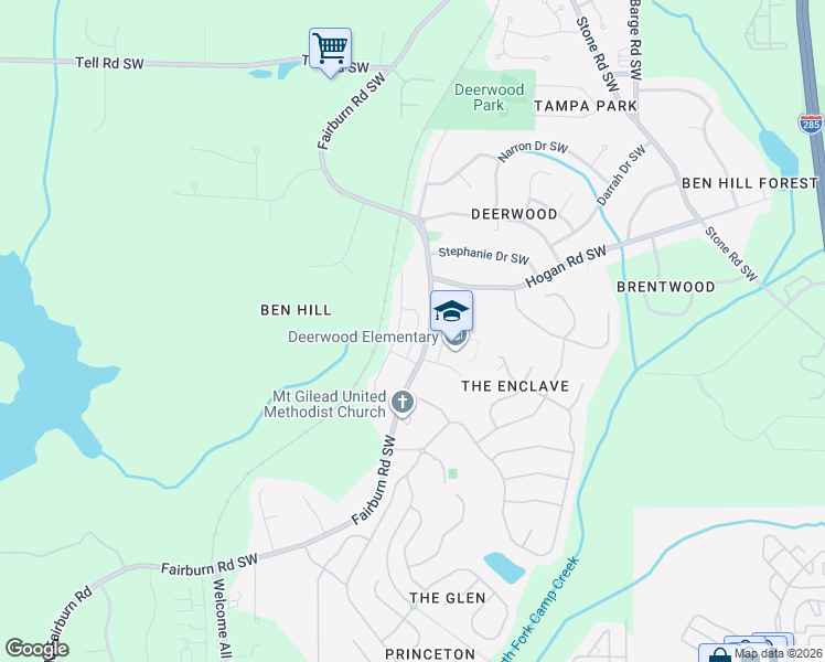 map of restaurants, bars, coffee shops, grocery stores, and more near 3015 Deerborne Court in Atlanta
