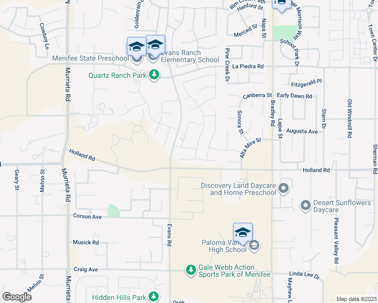map of restaurants, bars, coffee shops, grocery stores, and more near 30873 Anderson Circle in Menifee