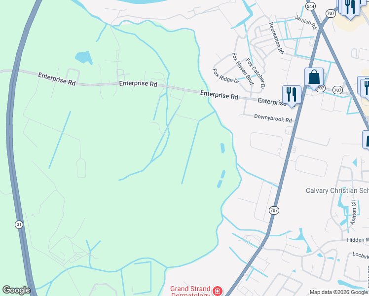map of restaurants, bars, coffee shops, grocery stores, and more near 6255-6299 Joseph Road in Myrtle Beach