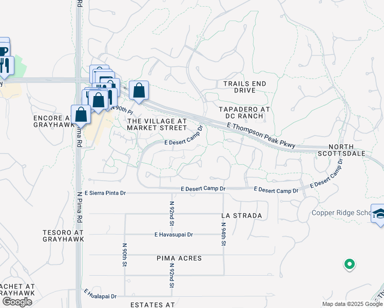 map of restaurants, bars, coffee shops, grocery stores, and more near 9281 East Mohawk Lane in Scottsdale