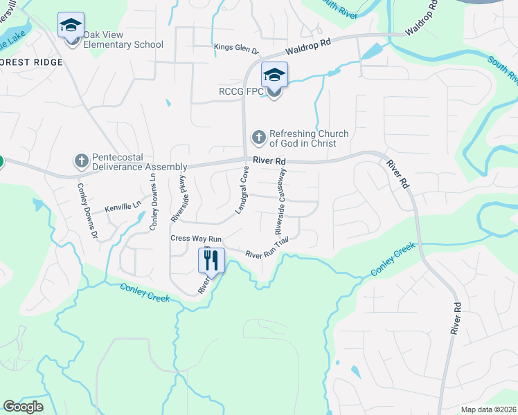 map of restaurants, bars, coffee shops, grocery stores, and more near 3752 Landgraf Cove in Decatur