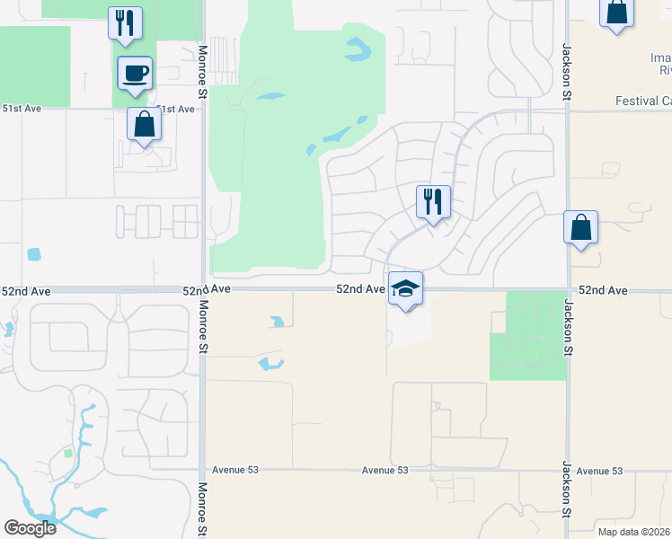map of restaurants, bars, coffee shops, grocery stores, and more near 82390 Murray Canyon Drive in Indio