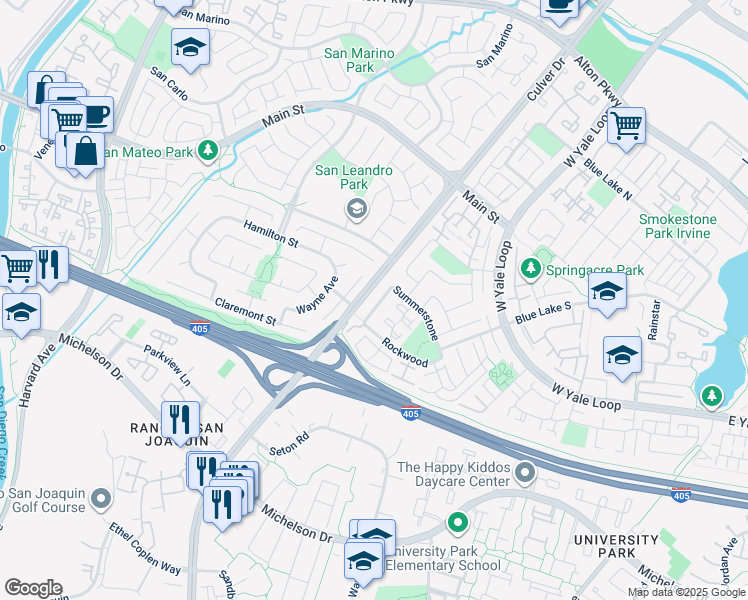 map of restaurants, bars, coffee shops, grocery stores, and more near 88 Summerstone in Irvine