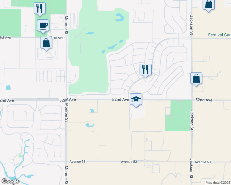 map of restaurants, bars, coffee shops, grocery stores, and more near 82390 Murray Canyon Drive in Indio