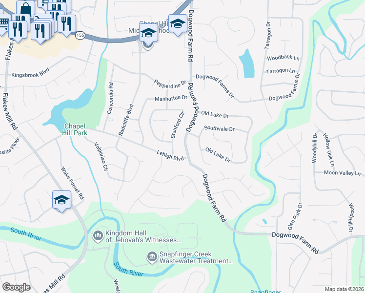 map of restaurants, bars, coffee shops, grocery stores, and more near 3739 Dogwood Farm Road in Decatur
