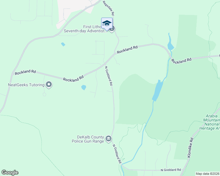 map of restaurants, bars, coffee shops, grocery stores, and more near 3771 North Goddard Road in Stonecrest