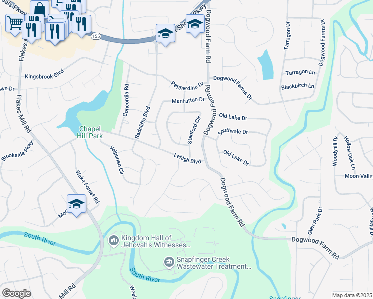 map of restaurants, bars, coffee shops, grocery stores, and more near 3759 Stanford Circle in Decatur